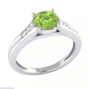 Gorgeous 14k Gold Over Silver Peridot Diamond Ring